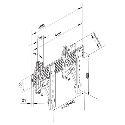 Multibrackets M Wallmount Pro MBW1U Push In Pop Out 48cm Black