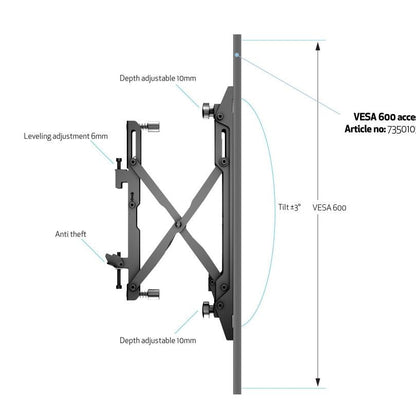 Multibrackets M Wallmount Pro MBW3x3U Push In Pop Out Black