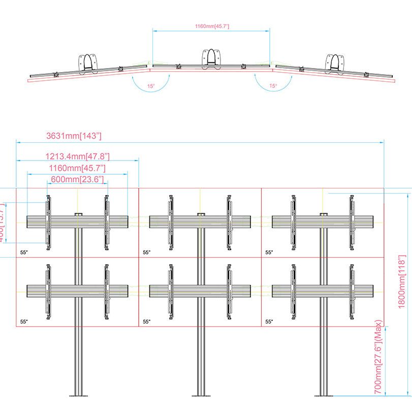 Multibrackets M Pro Series - Video Wall Floormount MBFMC3x2U