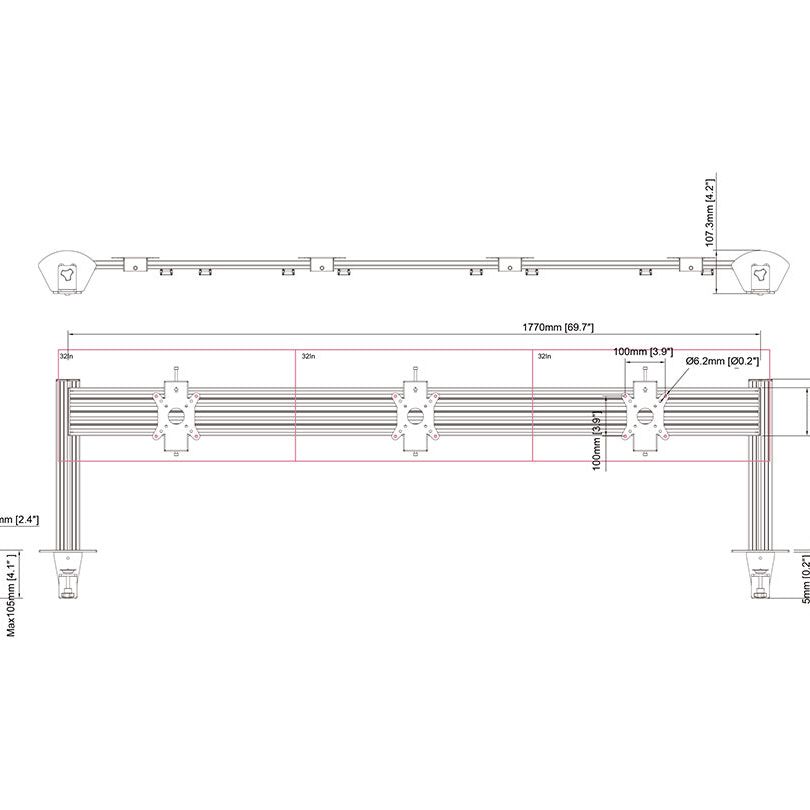 Multibrackets M Deskmount Column Pro 3x1 MBDM3x1U