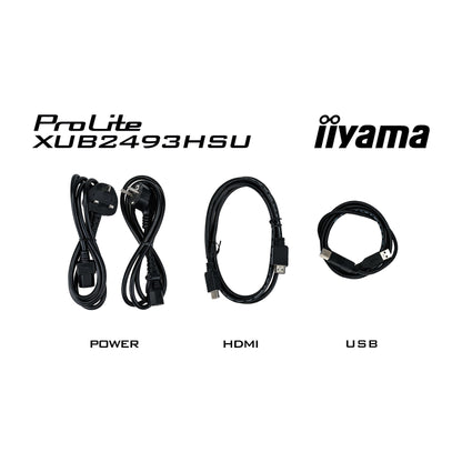 iiyama ProLite XUB2493HSU-B7 24" Full HD LED Display with Height Adjust Stand