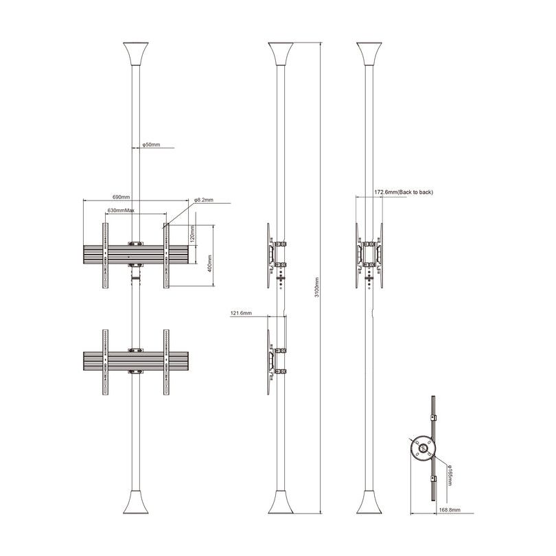 Multibrackets M Floor to Ceiling Mount Pro MBFC2U Chrome