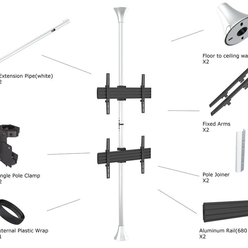 Multibrackets M Floor to Ceiling Mount Pro MBFC2U Chrome