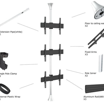 Multibrackets M Floor to Ceiling Mount Pro MBFC3U Chrome