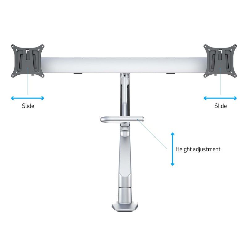 Multibrackets M VESA Gas Lift Arm w. Duo Crossbar 2 Silver