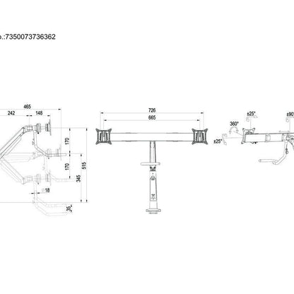 Multibrackets M VESA Gas Lift Arm w. Duo Crossbar 2 Silver