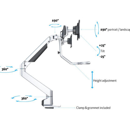 Multibrackets M VESA Gas Lift Arm w. Duo Crossbar 2 Silver