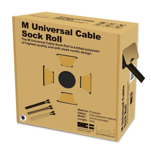 Multibrackets M Universal Cable Sock Roll Black 20mm-W 50m-L
