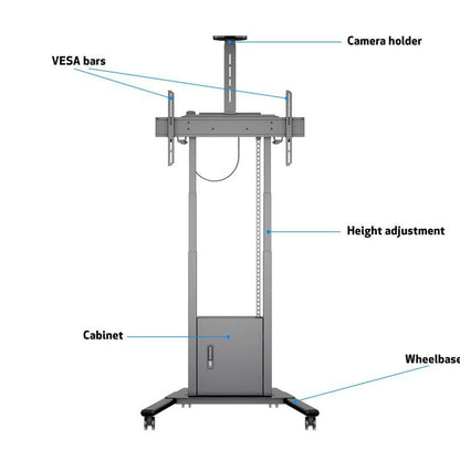 Multibrackets M Motorized Floorstand Incl cabinet & camerashelf 120kg Black