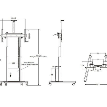 Multibrackets M Motorized Floorstand Incl cabinet & camerashelf 120kg Black