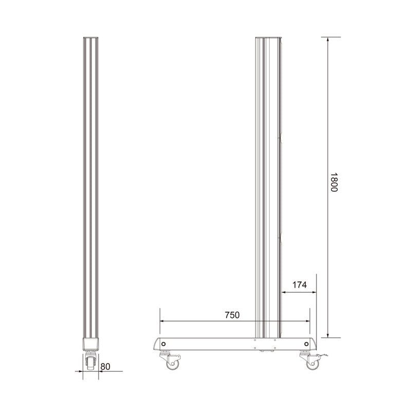 Multibrackets M Pro Series - Wheelbase 180cm Pro inc castors
