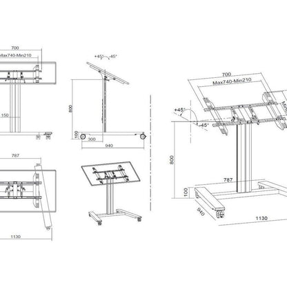 Multibrackets M Public Display Stand 80 HD Wheelbase Single Black