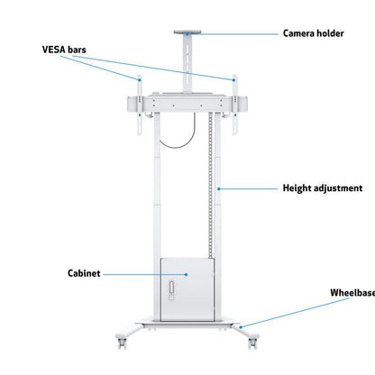 Multibrackets M Motorized Floorstand Incl cabinet & camerashelf 120kg White