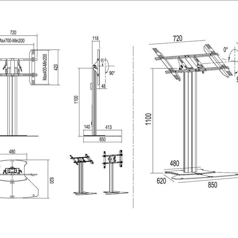Multibrackets M Public Display Stand 110 HD Floorbase Single Black