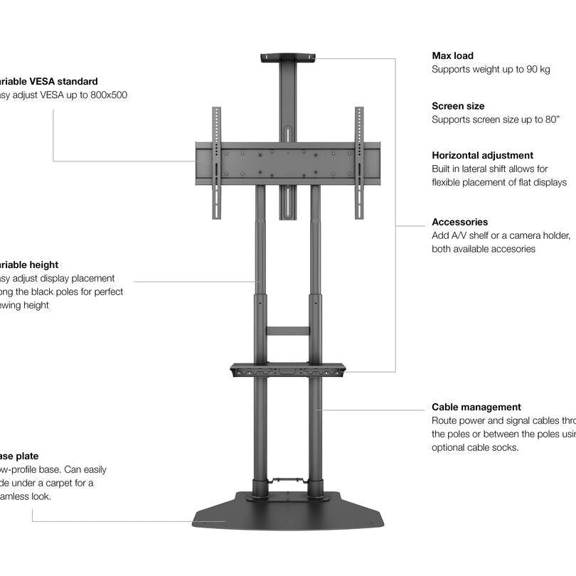 Multibrackets M Public Floorbase Basic 180 incl shelf & cameraholder
