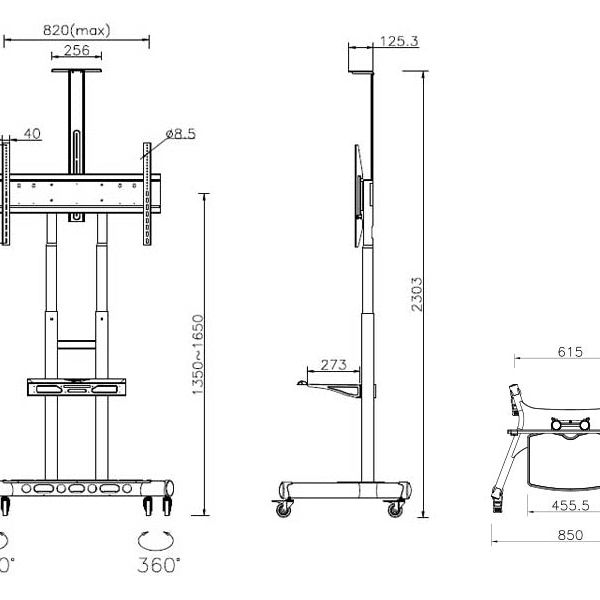 Multibrackets M Public Floormount Basic 180 incl shelf & cameraholder