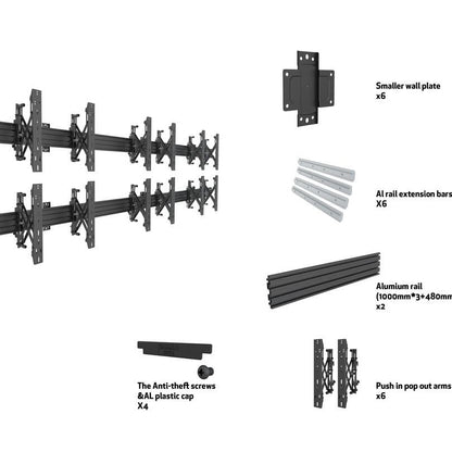Multibrackets M Wallmount Pro MBW3x2U Push In Pop Out Black