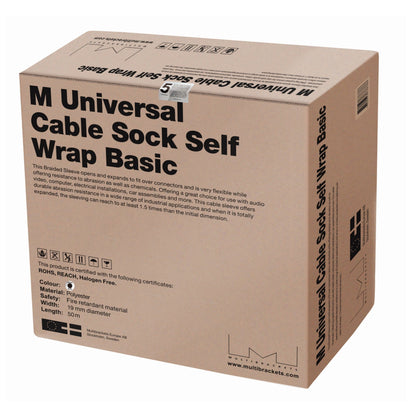 Multibrackets M Universal Cable Sock Self Wrap Basic 19mm Black 50m