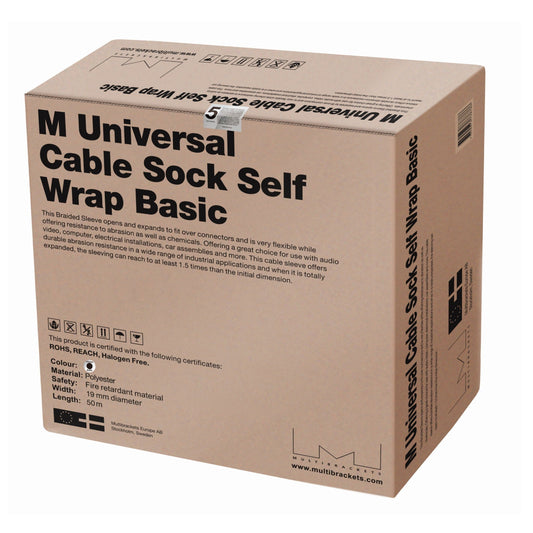 Multibrackets M Universal Cable Sock Self Wrap Basic 19mm Black 50m