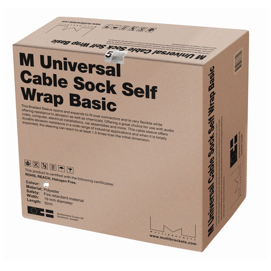 Multibrackets M Universal Cable Sock Self Wrap Basic 19mm White 50m