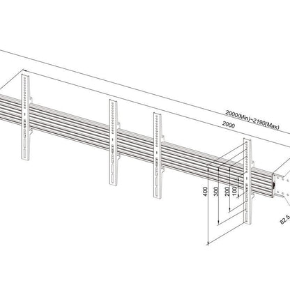 Multibrackets M Wallmount Pro MBWW2U Fixed Black, 200cm