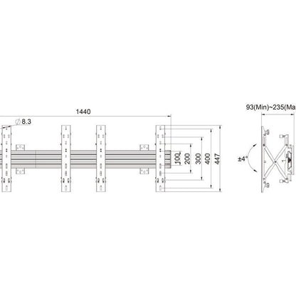 Multibrackets M Wallmount Pro MBW2x1UP Push In Pop Out Black
