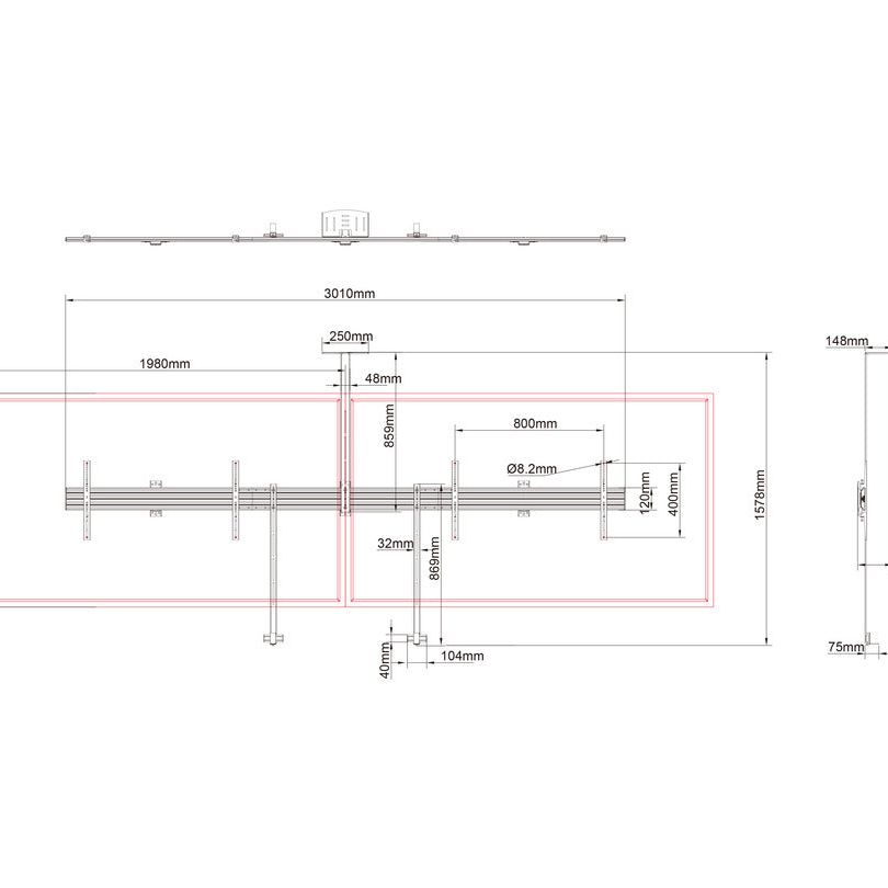Multibrackets M Pro Series - Side by Side with brackets 90"