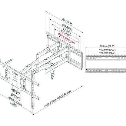 Multibrackets M Universal Long Reach Arm 980mm SD Dual