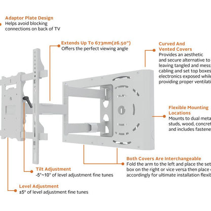 Multibrackets M Hospitality Flexarm with STB Enclosure White