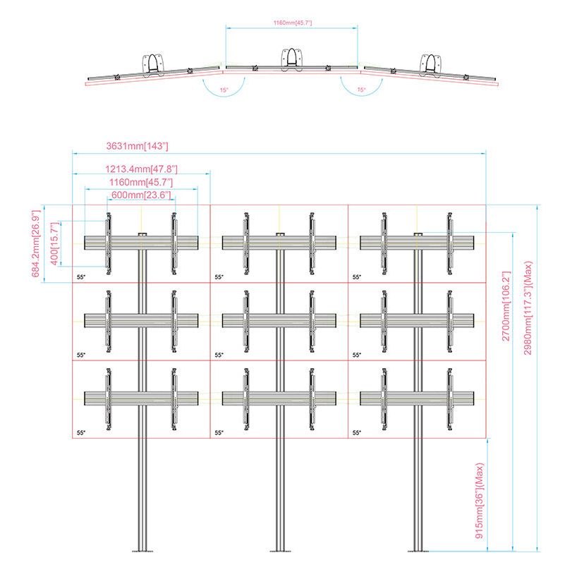Multibrackets M Pro Series - Video Wall Floormount MBFMC3x3U
