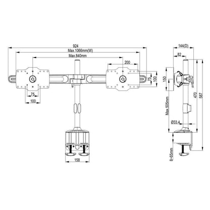 Multibrackets M VESA Desktopmount Dual Desk Clamp 24"-32"
