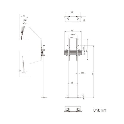 Multibrackets M Dual Pole Floormount Pro 65"-90"