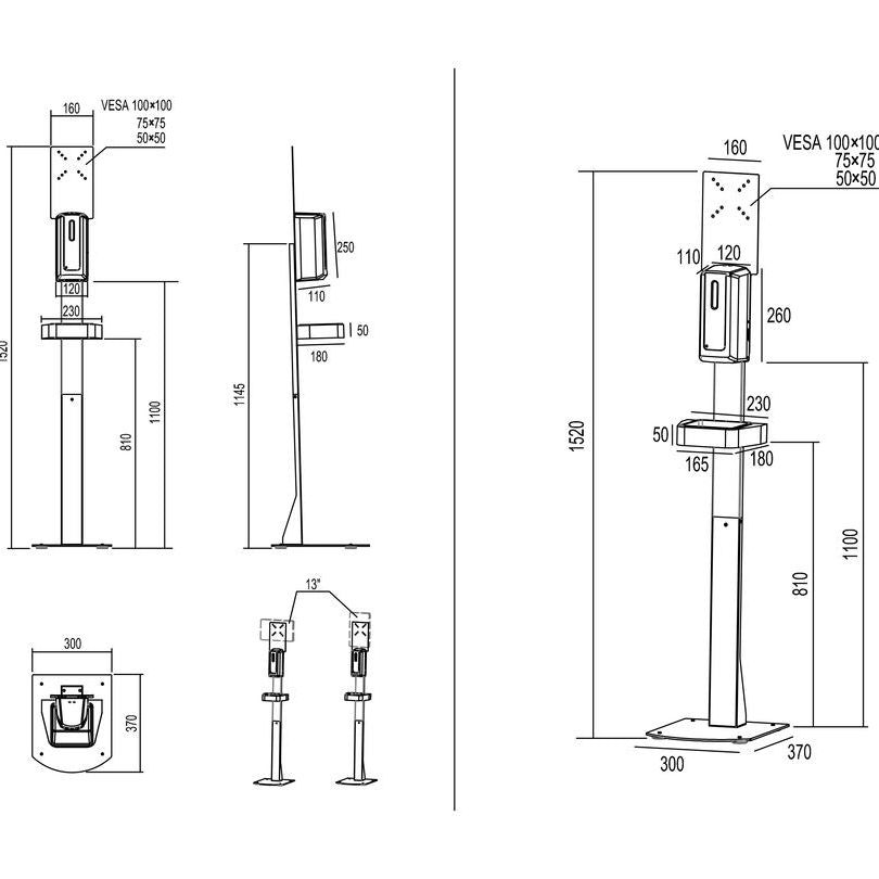 Multibrackets M Automatic Hand Sanitizer Floorstand