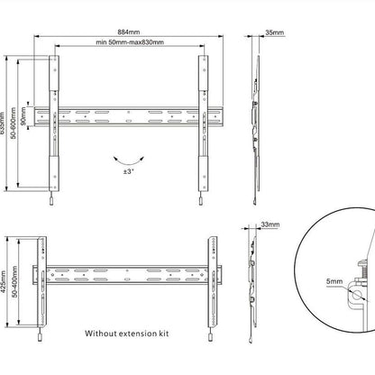 Multibrackets M Universal Wallmount Fixed X Large