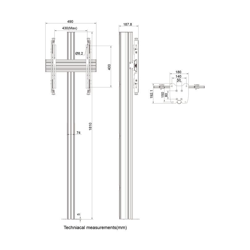 Multibrackets M Floormount Column Pro MBFC1U 180 Micro Adjustable
