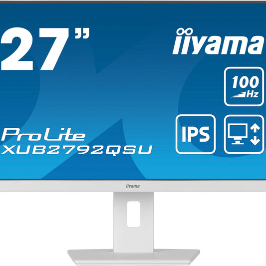 iiyama ProLite XUB2792QSU-W6 27” WQHD IPS technology panel with USB hub and 100Hz refresh rate and 150mm height adjustable stand