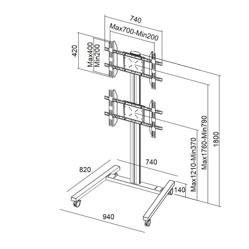 Multibrackets M Display Stand 180 Dual Vertical Black