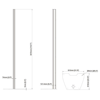 Multibrackets Pro Series - Large Floorplate + column 300cm
