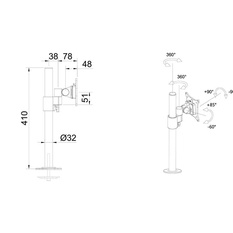 Multibrackets M VESA Deskmount Single with Lockable Tablet Mount