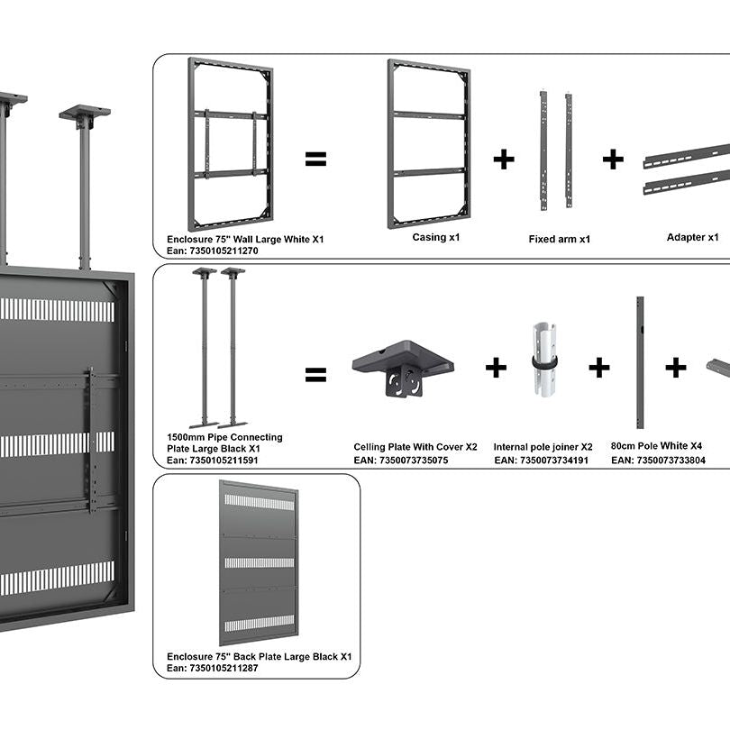 Multibrackets M Pro Series Enclosure 75" Ceiling Large Black