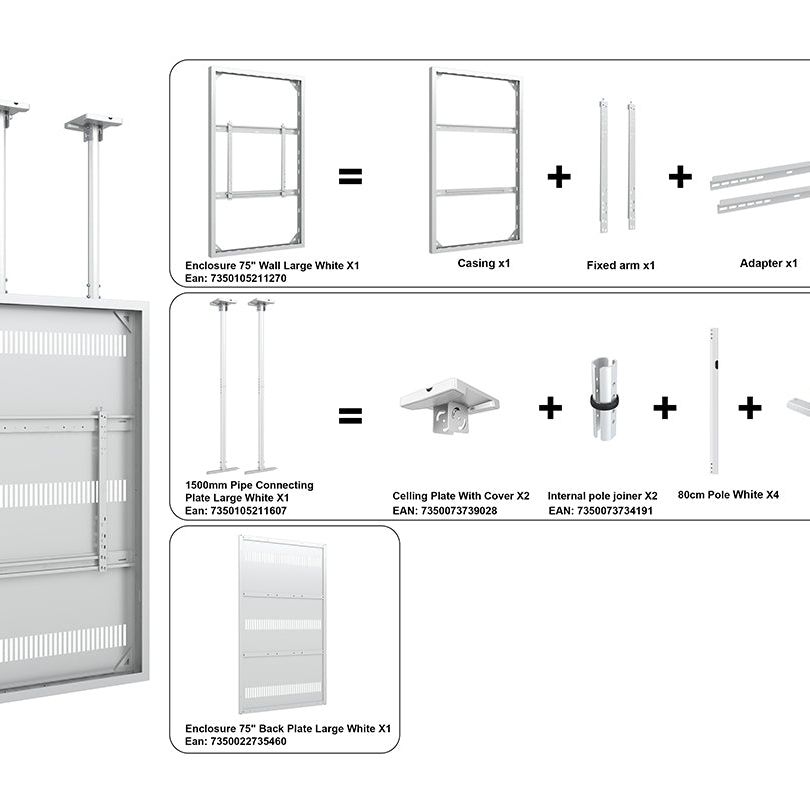 Multibrackets M Pro Series Enclosure 75" Ceiling Large White